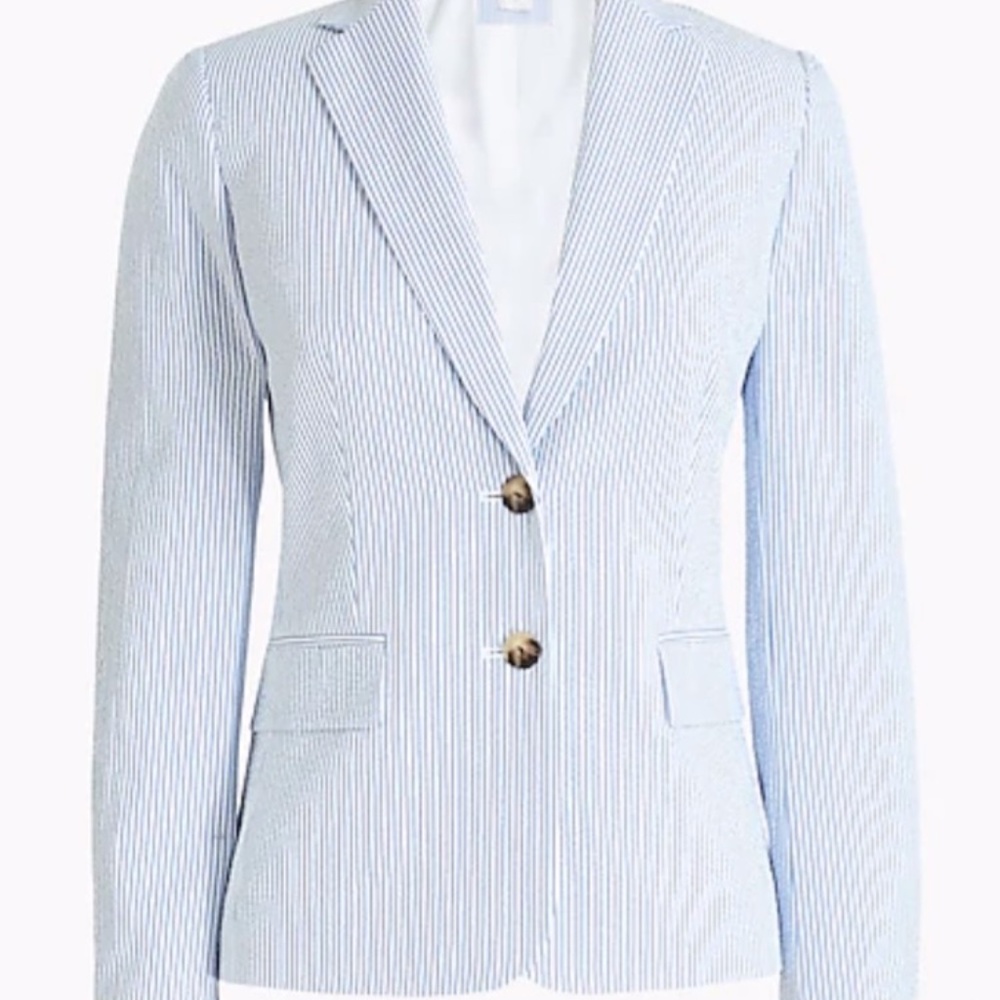 NWT JCREW blue Seersucker blazer in size 00